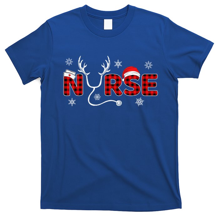 Christmas Nurse Buffalo Plaid Christmas Nursing Healthcare T-Shirt