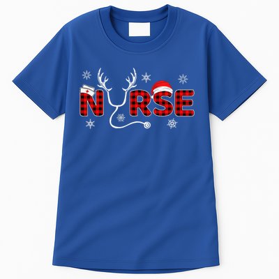 Christmas Nurse Buffalo Plaid Christmas Nursing Healthcare Tall T-Shirt