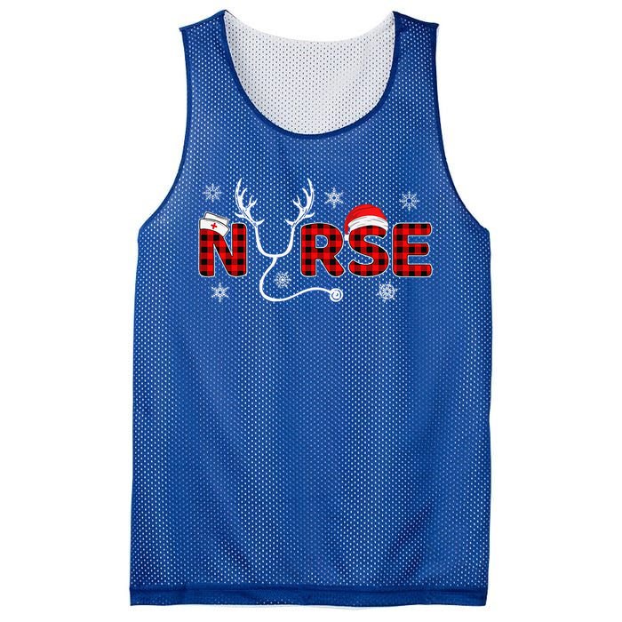 Christmas Nurse Buffalo Plaid Christmas Nursing Healthcare Mesh Reversible Basketball Jersey Tank