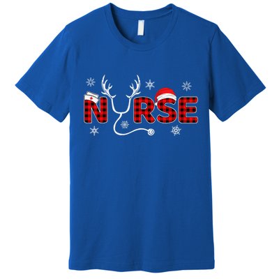 Christmas Nurse Buffalo Plaid Christmas Nursing Healthcare Premium T-Shirt