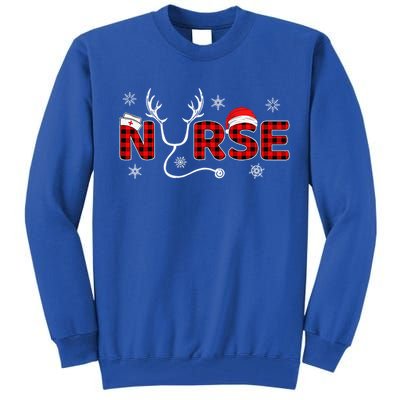 Christmas Nurse Buffalo Plaid Christmas Nursing Healthcare Tall Sweatshirt