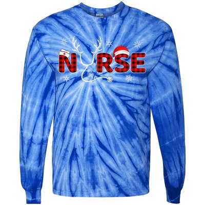 Christmas Nurse Buffalo Plaid Christmas Nursing Healthcare Tie-Dye Long Sleeve Shirt