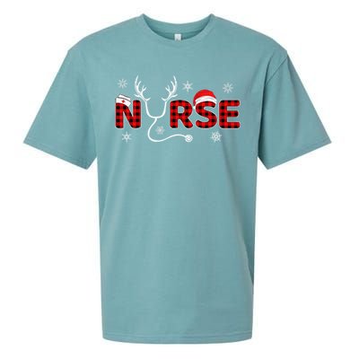 Christmas Nurse Buffalo Plaid Christmas Nursing Healthcare Sueded Cloud Jersey T-Shirt