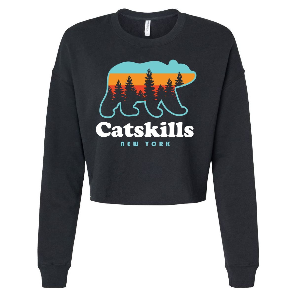 Catskills Ny Bear Mountains Camping Hiking New York Gift Cropped Pullover Crew
