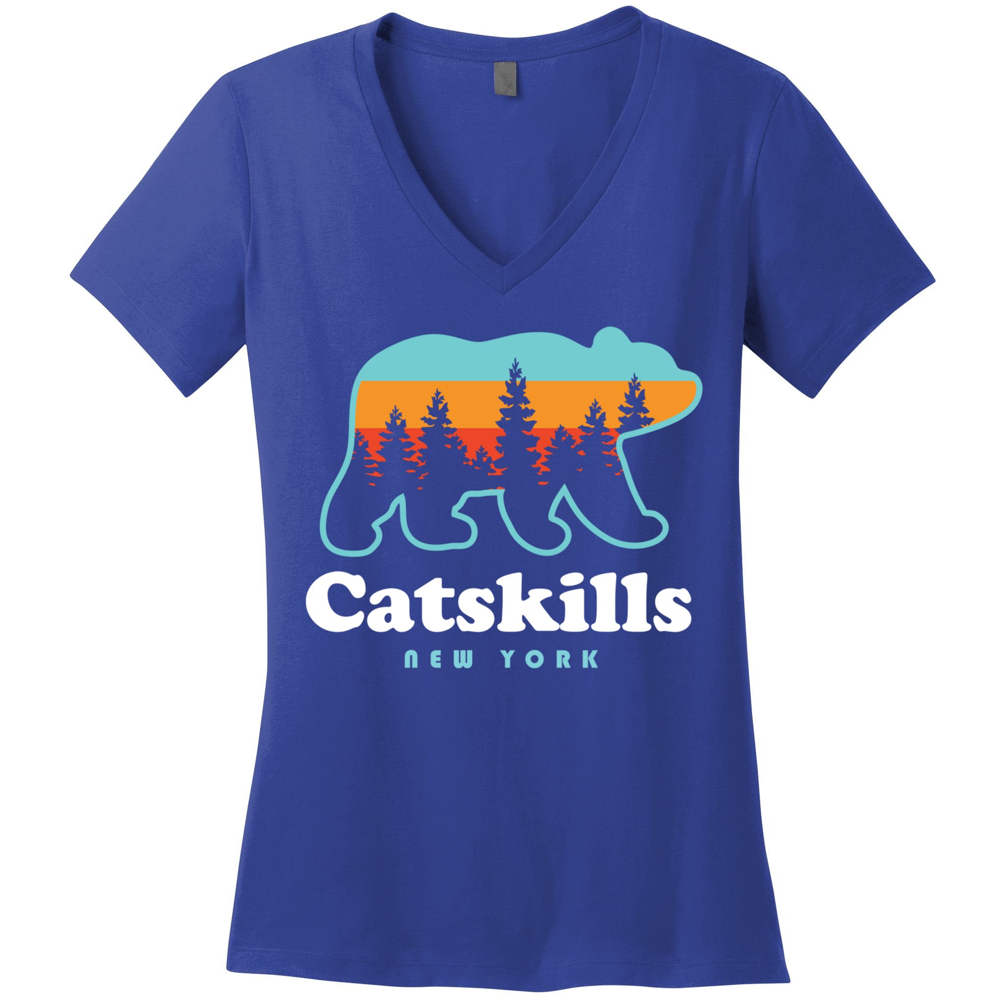 Catskills Ny Bear Mountains Camping Hiking New York Gift Women's V-Neck T-Shirt