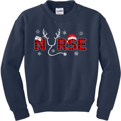 Christmas Nurse Buffalo Plaid Christmas Nursing Healthcare Kids Sweatshirt