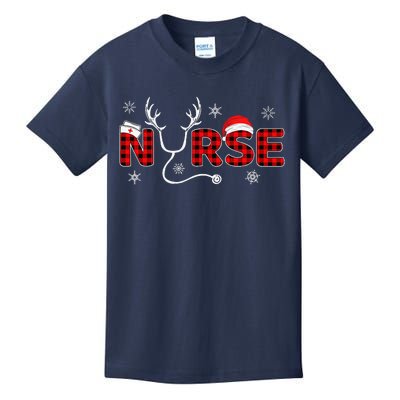 Christmas Nurse Buffalo Plaid Christmas Nursing Healthcare Kids T-Shirt