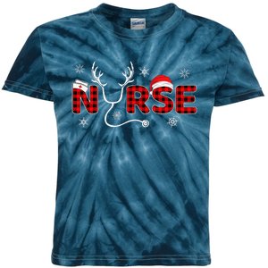 Christmas Nurse Buffalo Plaid Christmas Nursing Healthcare Kids Tie-Dye T-Shirt