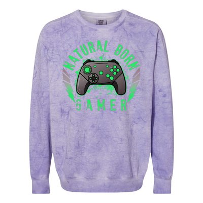 Cool Natural Born Gamer Colorblast Crewneck Sweatshirt