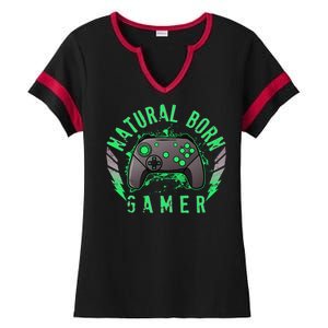 Cool Natural Born Gamer Ladies Halftime Notch Neck Tee