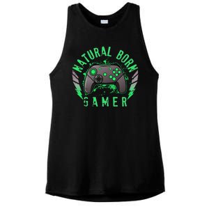 Cool Natural Born Gamer Ladies PosiCharge Tri-Blend Wicking Tank