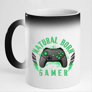 Cool Natural Born Gamer 11oz Black Color Changing Mug