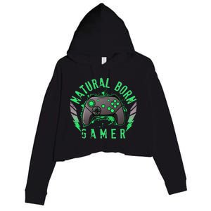 Cool Natural Born Gamer Crop Fleece Hoodie