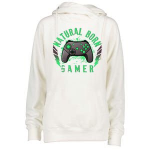 Cool Natural Born Gamer Womens Funnel Neck Pullover Hood