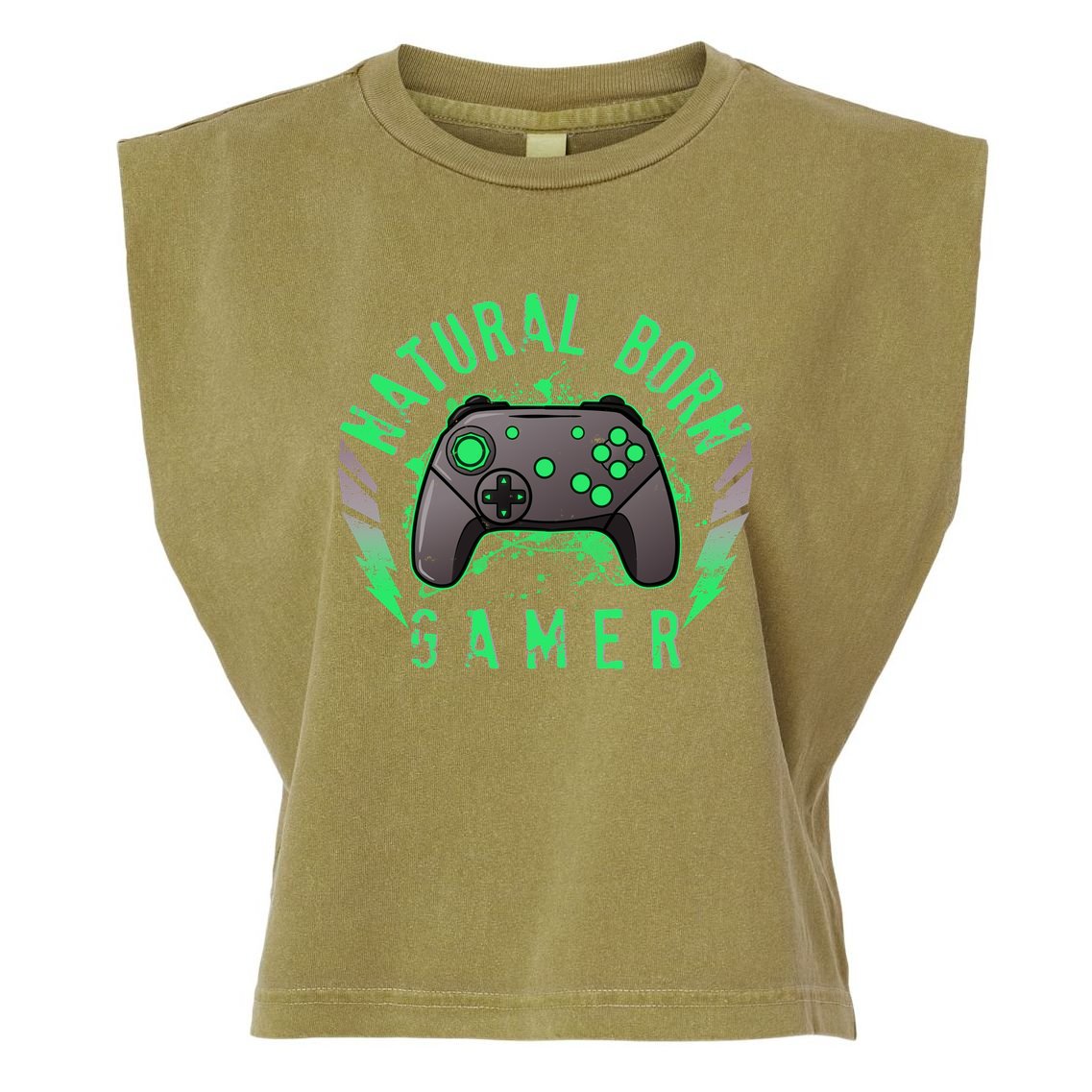 Cool Natural Born Gamer Garment-Dyed Women's Muscle Tee