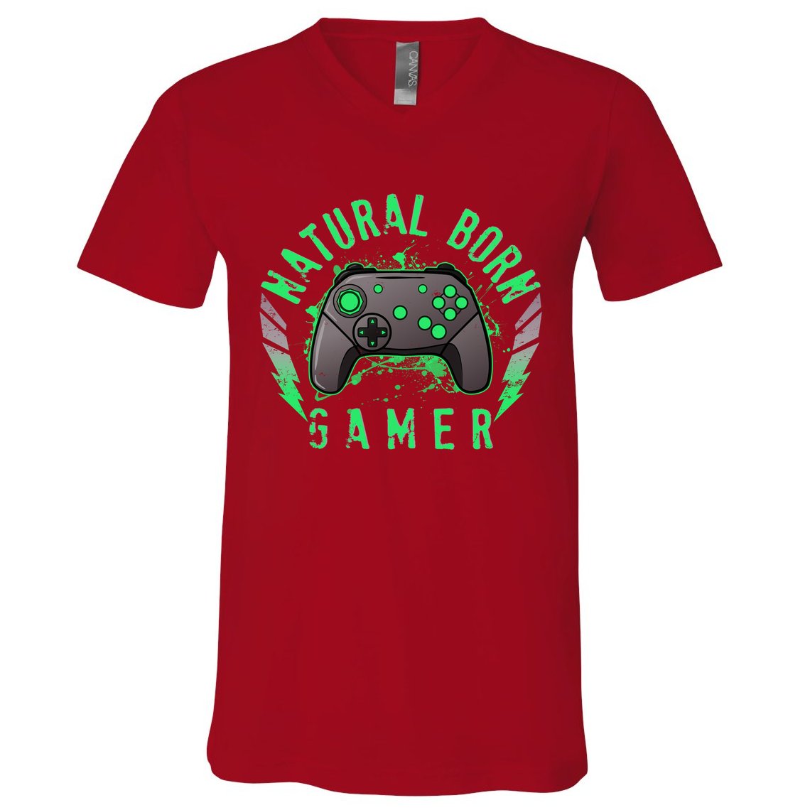 Cool Natural Born Gamer V-Neck T-Shirt