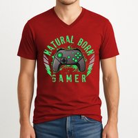Cool Natural Born Gamer V-Neck T-Shirt