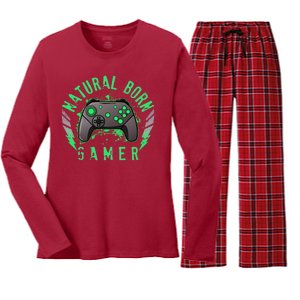 Cool Natural Born Gamer Women's Long Sleeve Flannel Pajama Set 