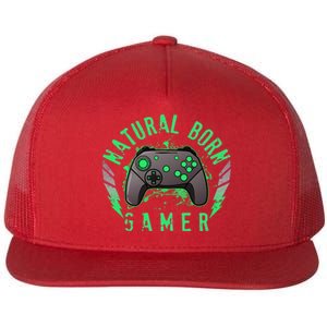 Cool Natural Born Gamer Flat Bill Trucker Hat