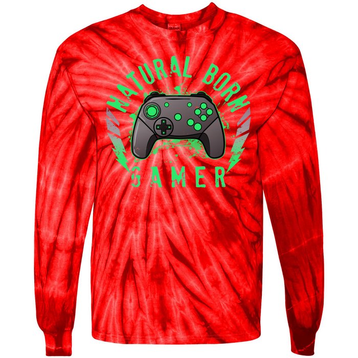 Cool Natural Born Gamer Tie-Dye Long Sleeve Shirt