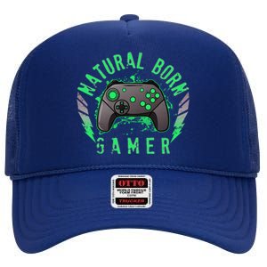 Cool Natural Born Gamer High Crown Mesh Back Trucker Hat