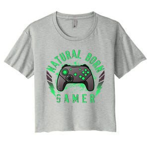 Cool Natural Born Gamer Women's Crop Top Tee