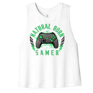 Cool Natural Born Gamer Women's Racerback Cropped Tank