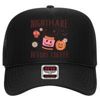 Cute Nightmare Before Coffee Halloween Funny Mug Gift High Crown Mesh Back Trucker Hat