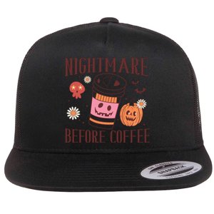 Cute Nightmare Before Coffee Halloween Funny Mug Gift Flat Bill Trucker Hat