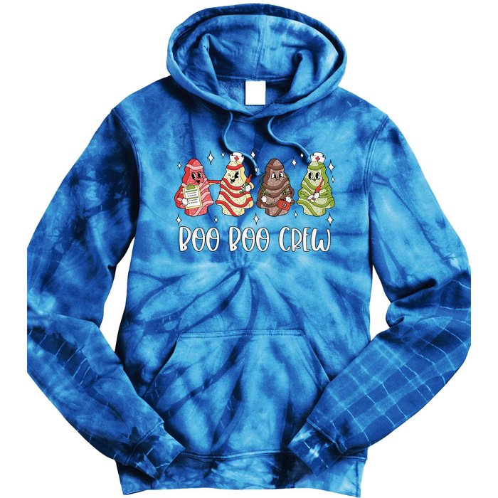 Christmas Nurse Boo Boo Crew Tree Cake Xmas Nursing Tie Dye Hoodie