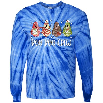 Christmas Nurse Boo Boo Crew Tree Cake Xmas Nursing Tie-Dye Long Sleeve Shirt