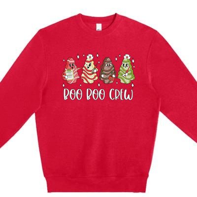 Christmas Nurse Boo Boo Crew Tree Cake Xmas Nursing Premium Crewneck Sweatshirt