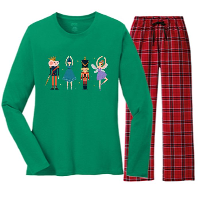 Christmas Nutcracker Ballet Nutcracker Women's Long Sleeve Flannel Pajama Set 