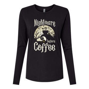 Cute Nightmare Before Coffee Halloween Funny Mug Gift Womens Cotton Relaxed Long Sleeve T-Shirt