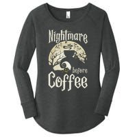 Cute Nightmare Before Coffee Halloween Funny Mug Gift Women's Perfect Tri Tunic Long Sleeve Shirt