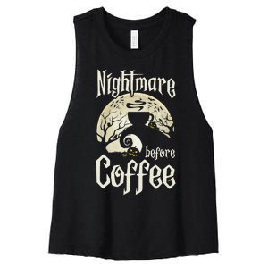 Cute Nightmare Before Coffee Halloween Funny Mug Gift Women's Racerback Cropped Tank