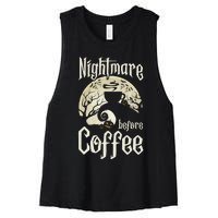 Cute Nightmare Before Coffee Halloween Funny Mug Gift Women's Racerback Cropped Tank