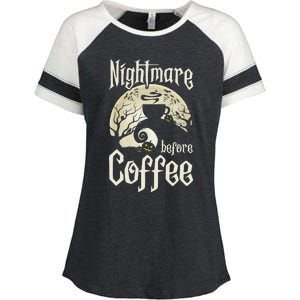 Cute Nightmare Before Coffee Halloween Funny Mug Gift Enza Ladies Jersey Colorblock Tee