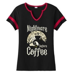 Cute Nightmare Before Coffee Halloween Funny Mug Gift Ladies Halftime Notch Neck Tee