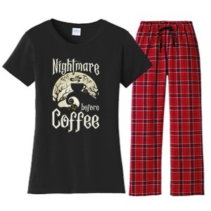 Cute Nightmare Before Coffee Halloween Funny Mug Gift Women's Flannel Pajama Set