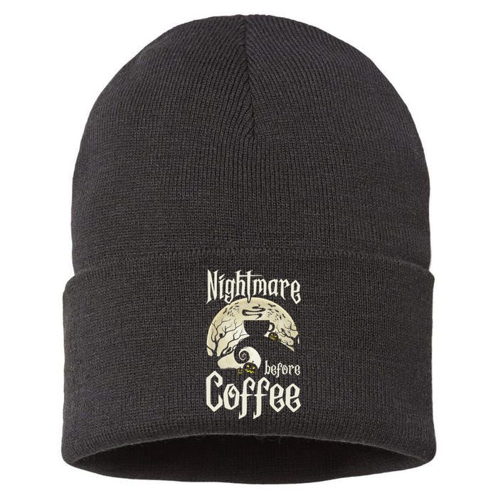 Cute Nightmare Before Coffee Halloween Funny Mug Gift Sustainable Knit Beanie