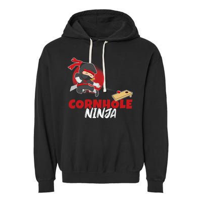 Cornhole Ninja Boy Cornhole Garment-Dyed Fleece Hoodie