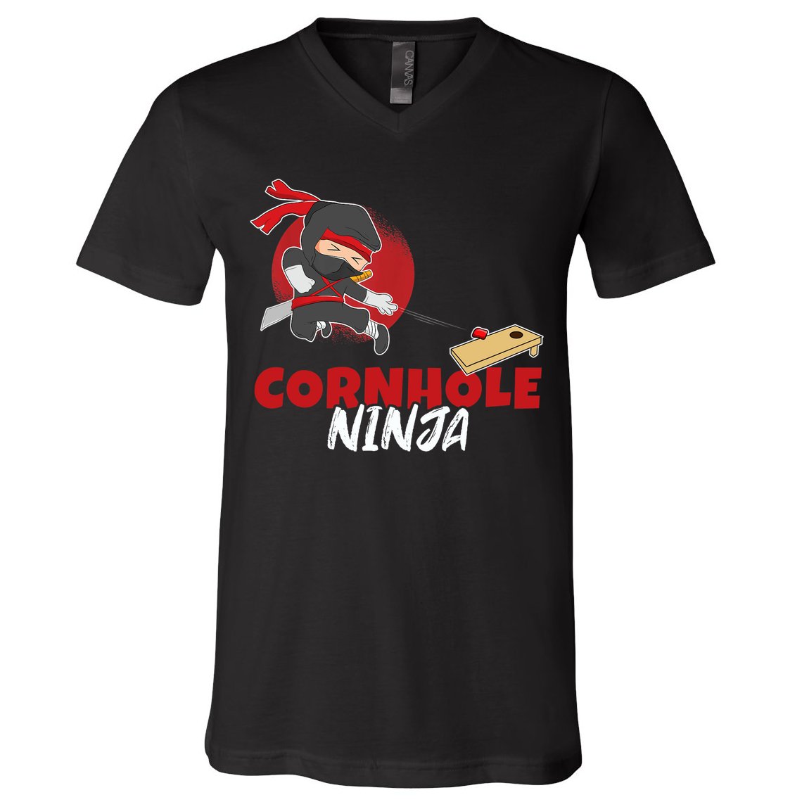 Cornhole Ninja Boy Cornhole V-Neck T-Shirt