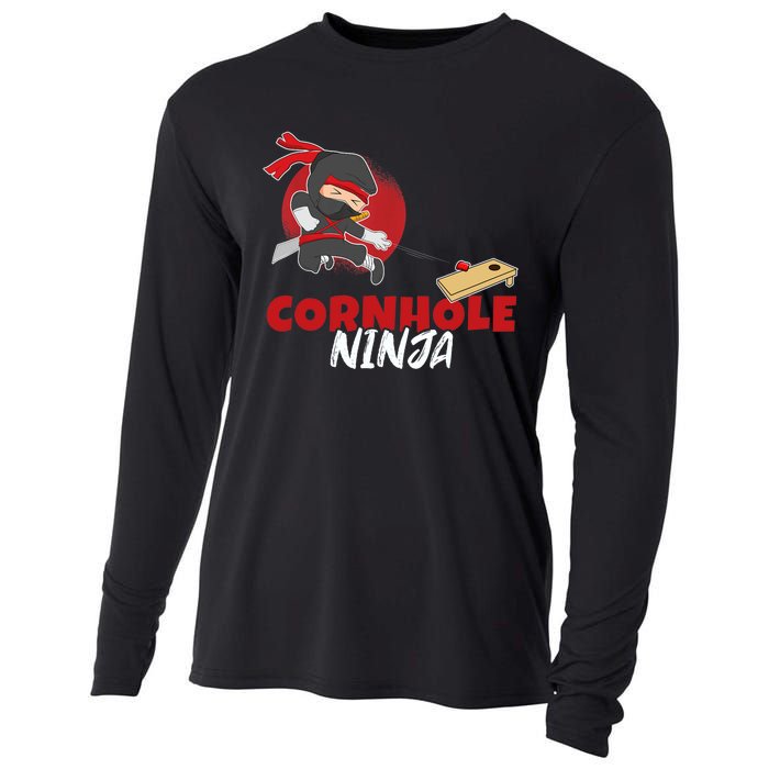 Cornhole Ninja Boy Cornhole Cooling Performance Long Sleeve Crew