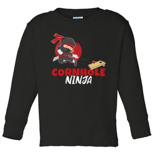 Cornhole Ninja Boy Cornhole Toddler Long Sleeve Shirt