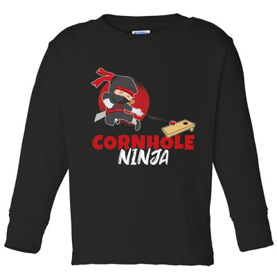 Cornhole Ninja Boy Cornhole Toddler Long Sleeve Shirt