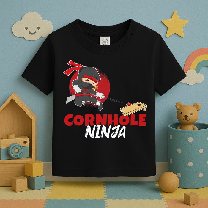 Cornhole Ninja Boy Cornhole Toddler T-Shirt
