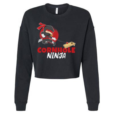 Cornhole Ninja Boy Cornhole Cropped Pullover Crew