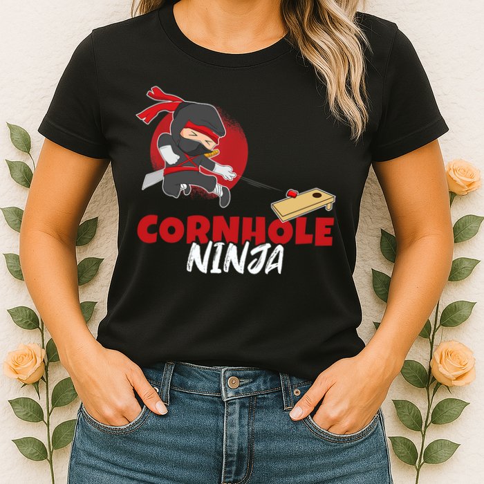 Cornhole Ninja Boy Cornhole Womens T-Shirt