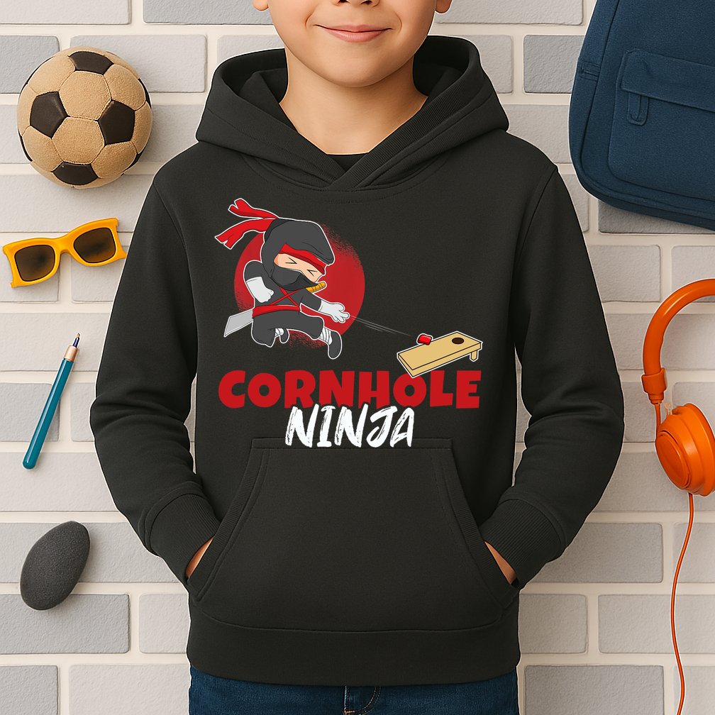 Cornhole Ninja Boy Cornhole Kids Hoodie